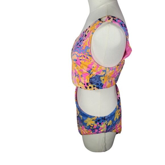 Jessica Simpson Lip Gloss Women Abstract One-Shoulder Cutout Swimsuit Size XL - Picture 5 of 7